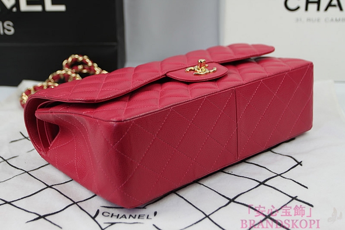 シャネル CHANEL マトラッセライン キャビアスキン ショルダーバッグ ローズ×ゴールド金具 A1113