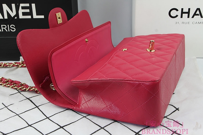 シャネル CHANEL マトラッセライン キャビアスキン ショルダーバッグ ローズ×ゴールド金具 A1113