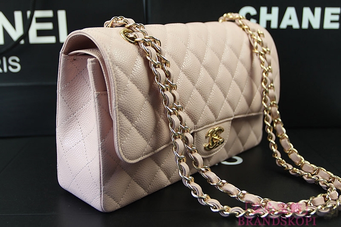 シャネル CHANEL マトラッセライン キャビアスキン ショルダーバッグ ピンク×ゴールド金具 A1112