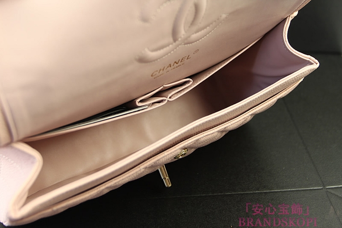 シャネル CHANEL マトラッセライン キャビアスキン ショルダーバッグ ピンク×ゴールド金具 A1112