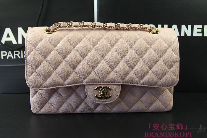 シャネル CHANEL マトラッセライン キャビアスキン ショルダーバッグ ピンク×ゴールド金具 A1112