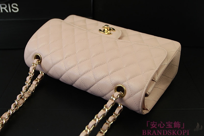 シャネル CHANEL マトラッセライン キャビアスキン ショルダーバッグ ピンク×ゴールド金具 A1112