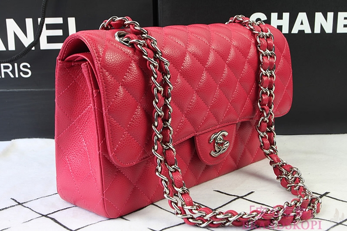 シャネル CHANEL マトラッセライン キャビアスキン ショルダーバッグ ローズ×シルバー金具 A1112