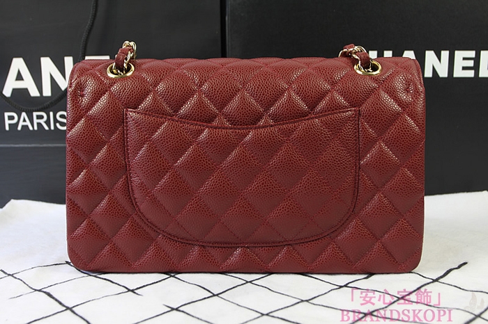 シャネル CHANEL マトラッセライン キャビアスキン ショルダーバッグ クラレット×ゴールド金具 A1112