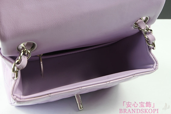 シャネルミニマトラッセ チェーンショルダーバッグ ライラック×シルバー金具 エナメル A1115