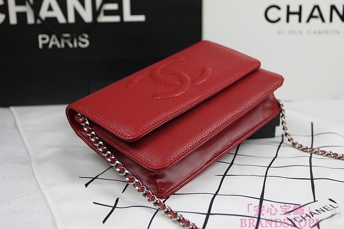 シャネル ショルダーバッグ/チェーンウォレット CHANEL 財布/長財布 ココマーク レザー キャビア P.レッド A48654 Y01588 0A010