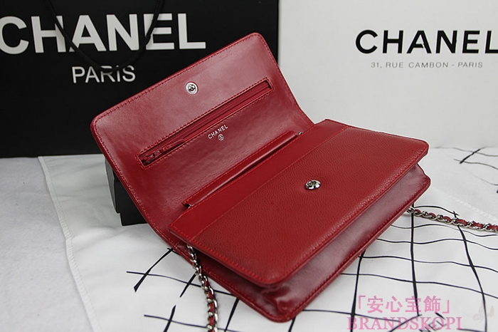 シャネル ショルダーバッグ/チェーンウォレット CHANEL 財布/長財布 ココマーク レザー キャビア P.レッド A48654 Y01588 0A010