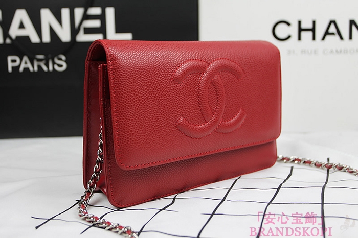 シャネル ショルダーバッグ/チェーンウォレット CHANEL 財布/長財布 ココマーク レザー キャビア P.レッド A48654 Y01588 0A010