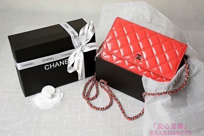 CHANEL(シャネル)/チェーンウォレット/ショルダーバッグ/オレンジ/エナメル/A33814 Y09134 99595