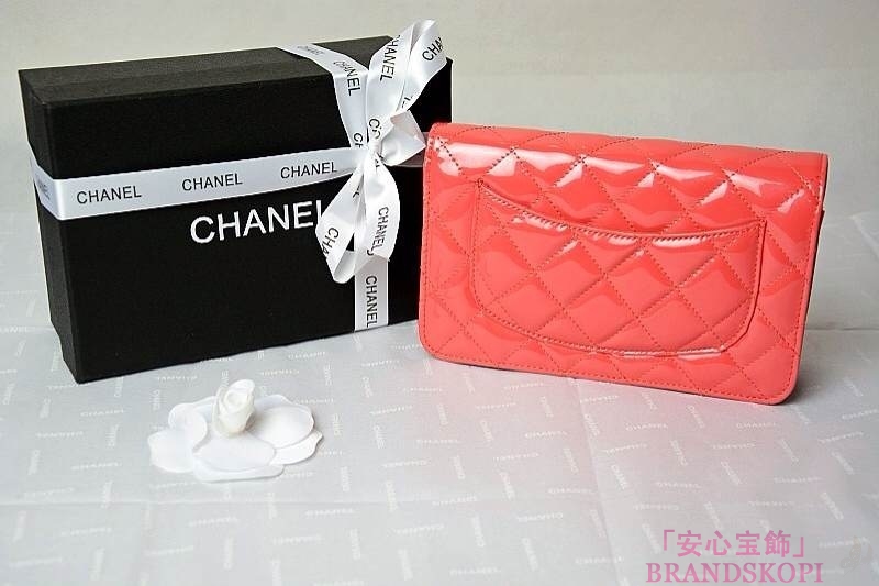 CHANEL(シャネル)/チェーンウォレット/ショルダーバッグ/オレンジ/エナメル/A33814 Y09134 99595