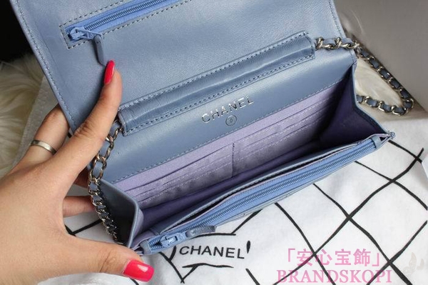 CHANEL(シャネル)/チェーンウォレット/ショルダーバッグ/ライトブルー/エナメル/A33814-17