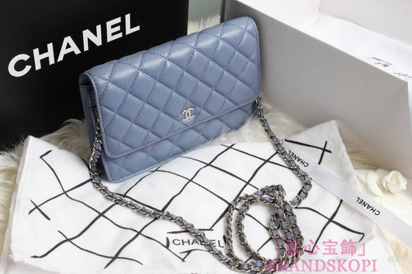 CHANEL(シャネル)/チェーンウォレット/ショルダーバッグ/ライトブルー/エナメル/A33814-17