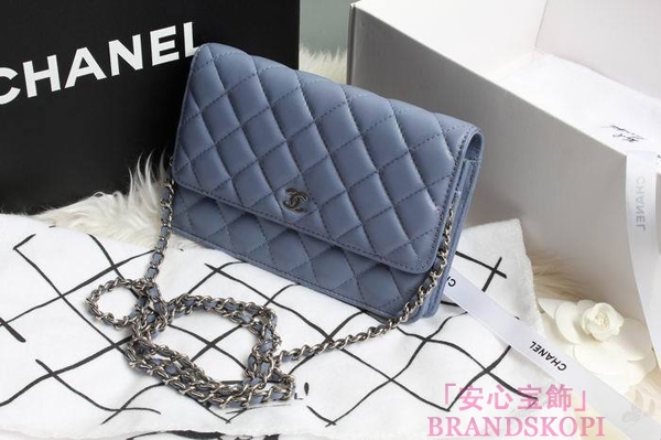 CHANEL(シャネル)/チェーンウォレット/ショルダーバッグ/ライトブルー/エナメル/A33814-17