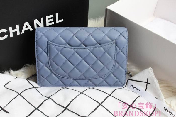 CHANEL(シャネル)/チェーンウォレット/ショルダーバッグ/ライトブルー/エナメル/A33814-17
