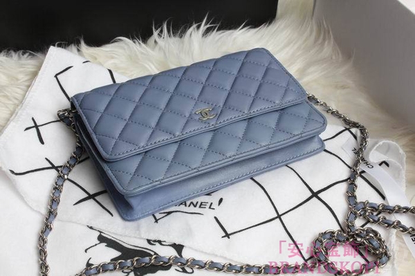 CHANEL(シャネル)/チェーンウォレット/ショルダーバッグ/ライトブルー/エナメル/A33814-17
