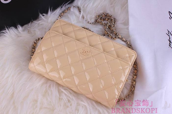 CHANEL(シャネル)/チェーンウォレット/ショルダーバッグ/べージュ/エナメル/A33814-16