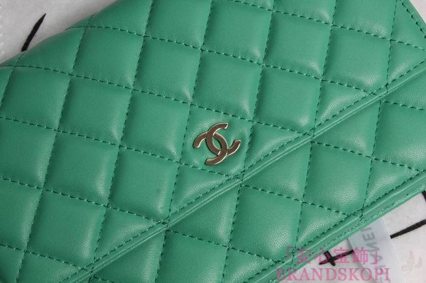 CHANEL(シャネル)/チェーンウォレット/ショルダーバッグ/グリーン/エナメル/A33814-11