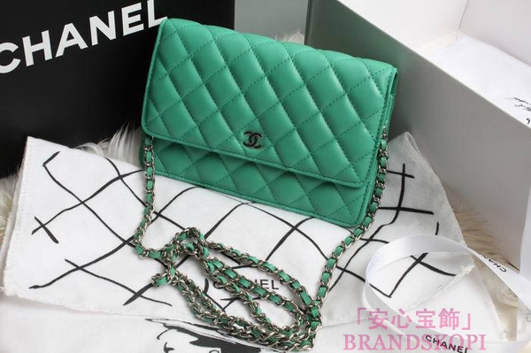 CHANEL(シャネル)/チェーンウォレット/ショルダーバッグ/グリーン/エナメル/A33814-11