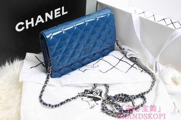 CHANEL(シャネル)/チェーンウォレット/ショルダーバッグ/ダークブルー /エナメル/A33814-10