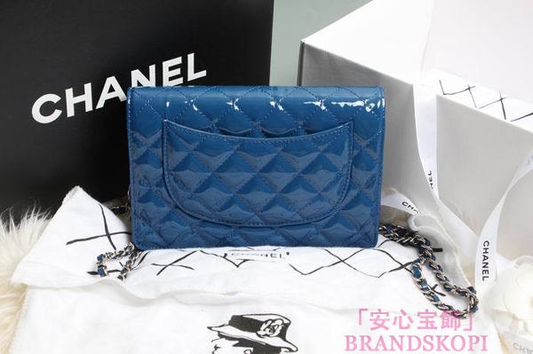 CHANEL(シャネル)/チェーンウォレット/ショルダーバッグ/ダークブルー /エナメル/A33814-10