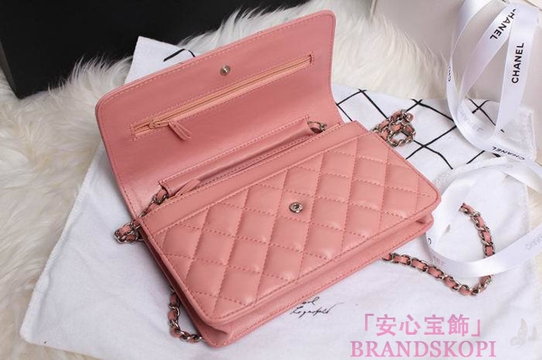 CHANEL(シャネル)/チェーンウォレット/ショルダーバッグ/パステルピンク/エナメル/A33814-8