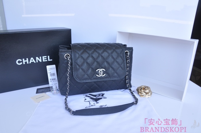 シャネル CHANEL キャビアスキン トートバッグ ブラック＆ヴィンテージ金具 A90456-2