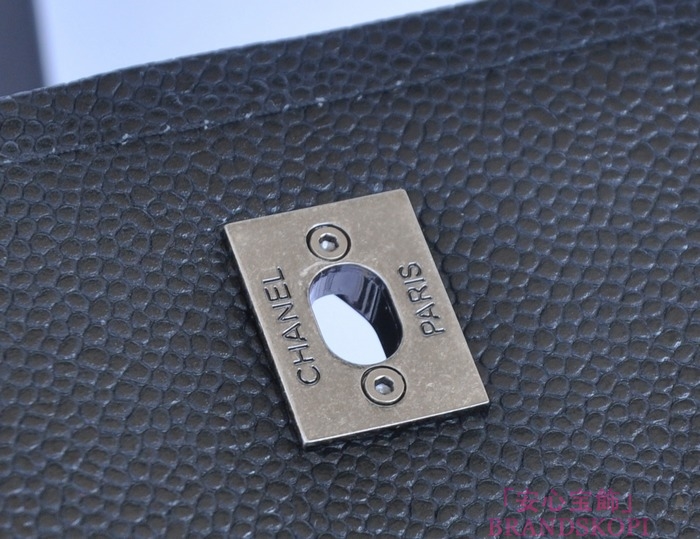 シャネル CHANEL キャビアスキン トートバッグ ブラック＆ヴィンテージ金具 A90456-2