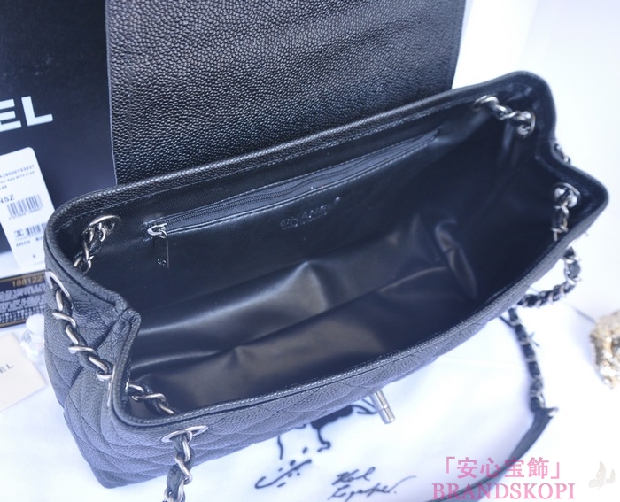 シャネル CHANEL キャビアスキン トートバッグ ブラック＆ヴィンテージ金具 A90456-2