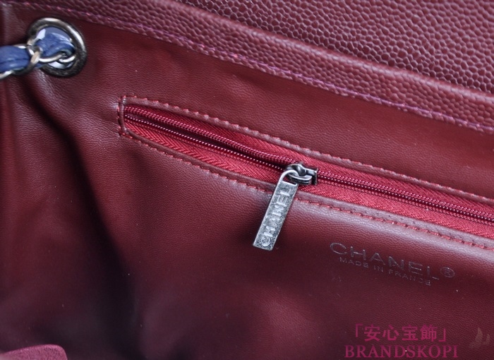 シャネル CHANEL キャビアスキン トートバッグ ブルー＆ヴィンテージ金具 A90456