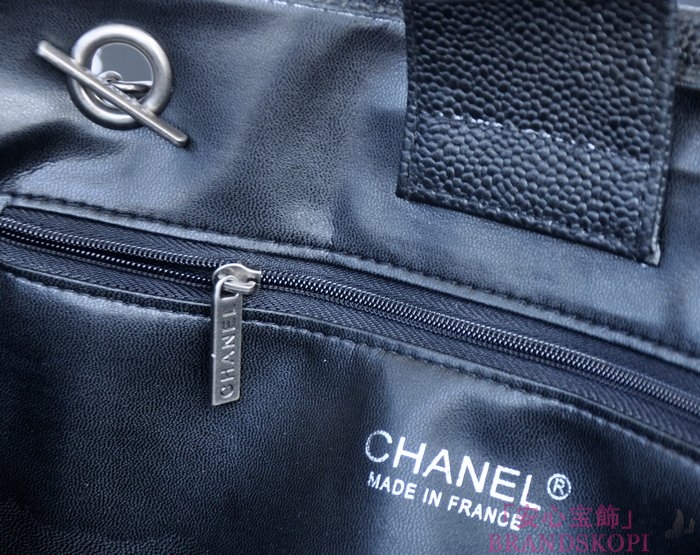 シャネル CHANEL キャビアスキン トートバッグ ブラック＆ヴィンテージ金具 A90454-2
