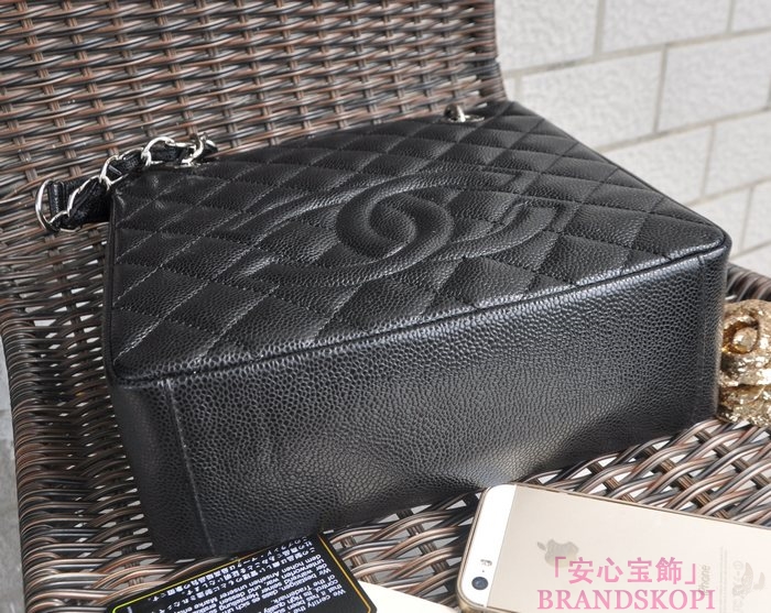 シャネル CHANEL キャビアスキン トートバッグ ブラック＆シルバー A37016-1