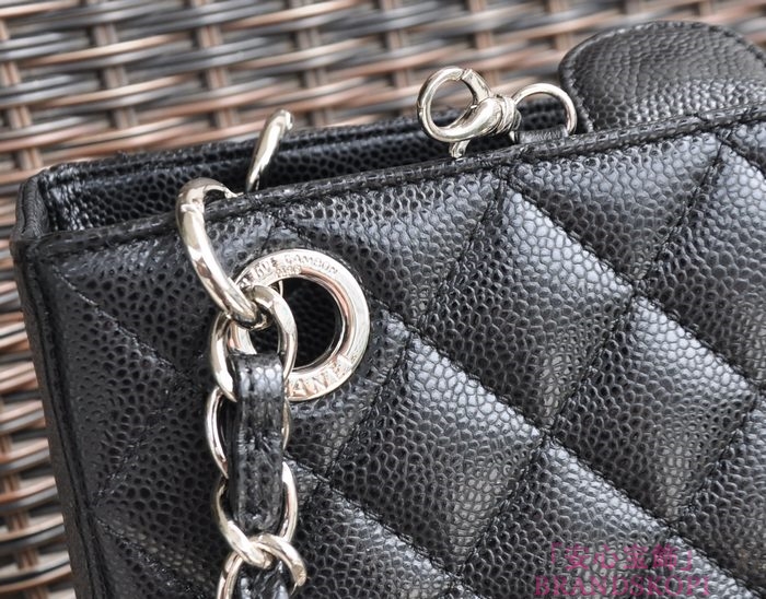 シャネル CHANEL キャビアスキン トートバッグ ブラック＆シルバー A37016-1
