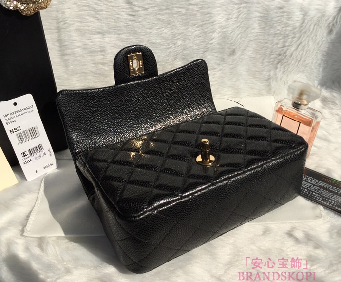 シャネル CHANEL マトラッセライン キャビアスキン ショルダーバッグ ブラック  A1116-14