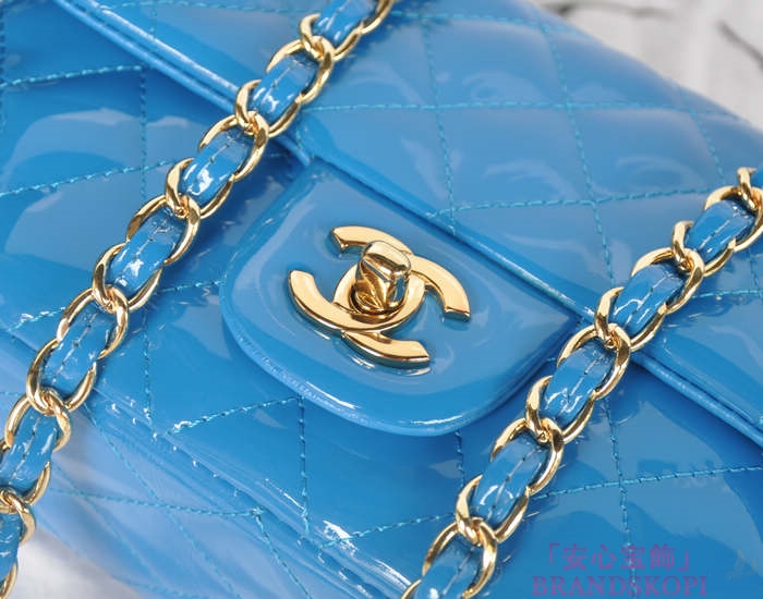 シャネル CHANEL マトラッセライン エナメル ショルダーバッグ ライトブルー A1116-9