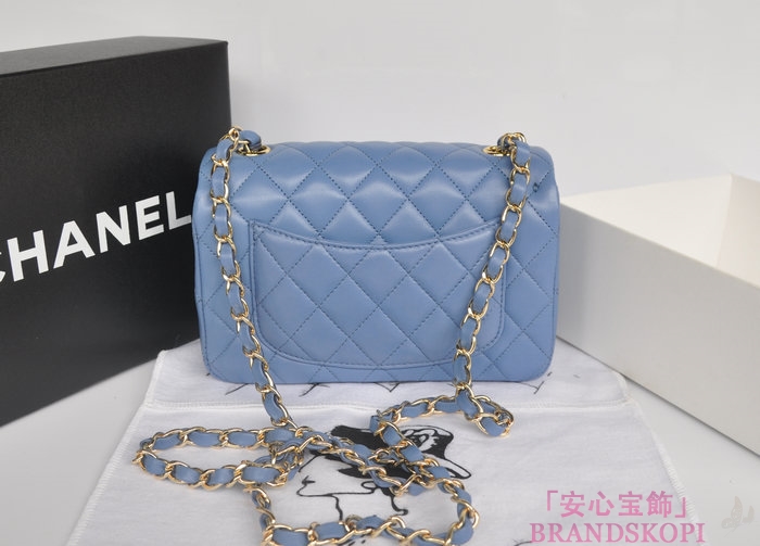 シャネル CHANEL マトラッセライン ラムスキン カラーストーン ショルダーバッグ ヒヤシンスブルー ＆シャンパンゴールド A49258-4