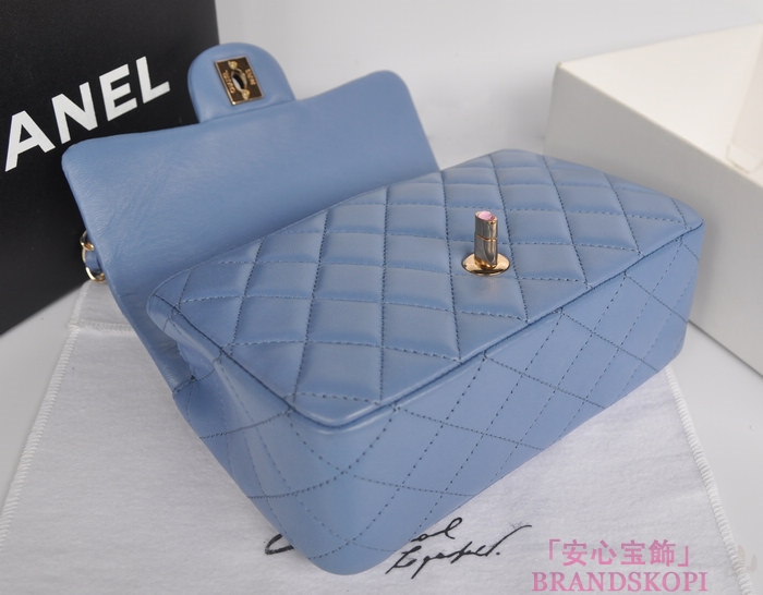 シャネル CHANEL マトラッセライン ラムスキン カラーストーン ショルダーバッグ ヒヤシンスブルー ＆シャンパンゴールド A49258-4