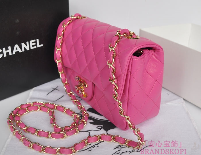 シャネル CHANEL マトラッセライン ラムスキン カラーストーン ショルダーバッグ ピンク＆シャンパンゴールド A49258-3