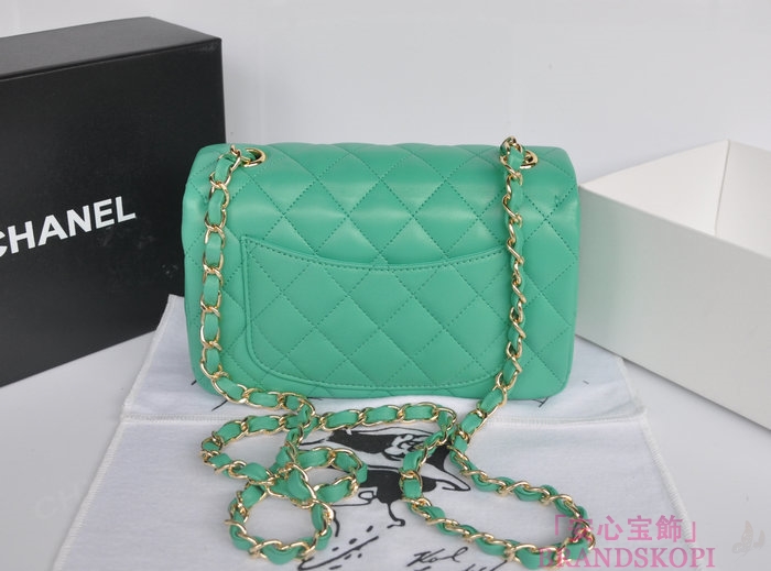 シャネル CHANEL マトラッセライン ラムスキン カラーストーン ショルダーバッグ ライトグリーン＆シャンパンゴールド A49258-2