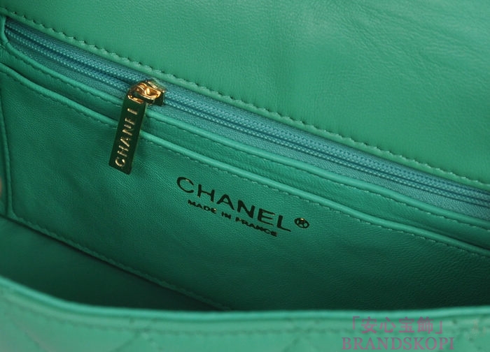 シャネル CHANEL マトラッセライン ラムスキン カラーストーン ショルダーバッグ ライトグリーン＆シャンパンゴールド A49258-2