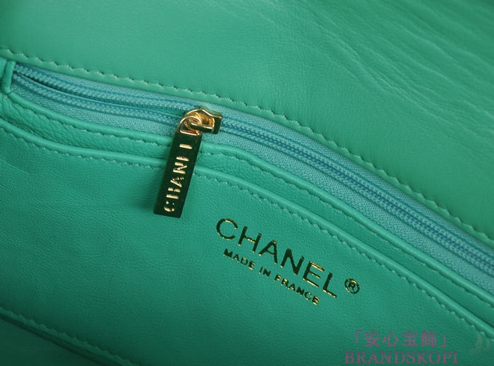 シャネル CHANEL マトラッセライン ラムスキン カラーストーン ショルダーバッグ ライトグリーン＆シャンパンゴールド A49258-2