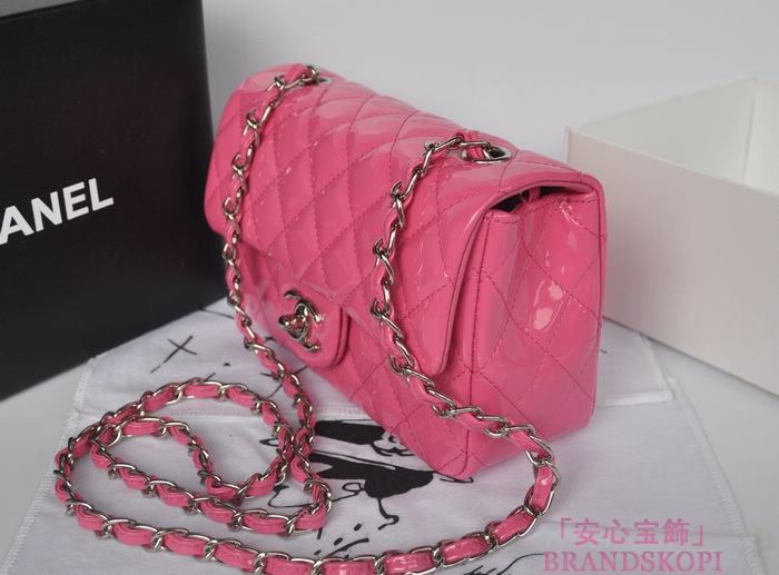 シャネル CHANEL マトラッセライン エナメル ショルダーバッグ ピンク A1116-7