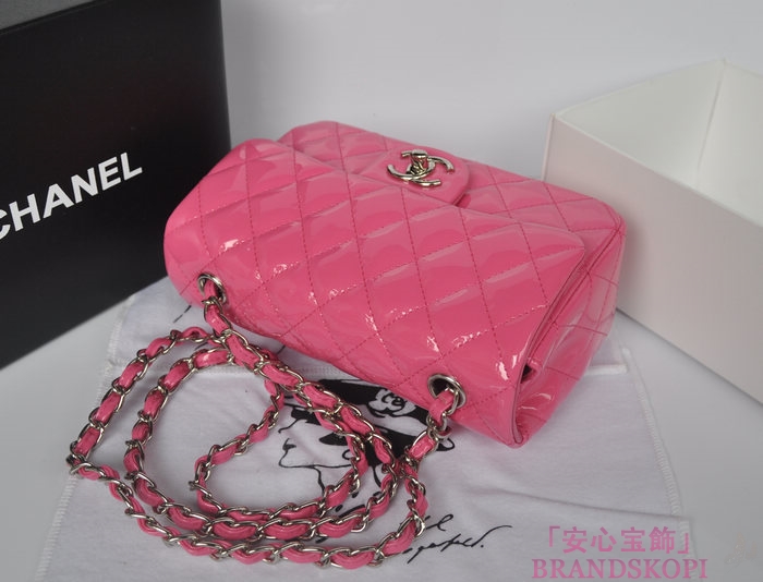 シャネル CHANEL マトラッセライン エナメル ショルダーバッグ ピンク A1116-7