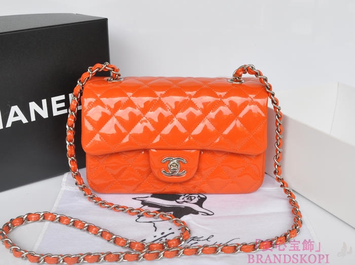 シャネル CHANEL マトラッセライン エナメル ショルダーバッグ オレンジ A1116-4