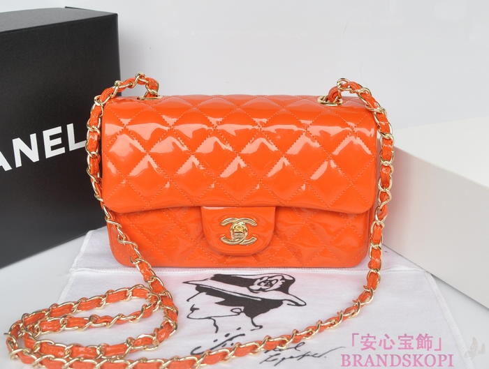 シャネル CHANEL マトラッセライン エナメル ショルダーバッグ オレンジ A1116-4