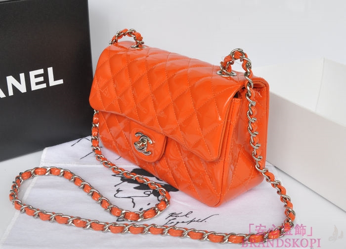 シャネル CHANEL マトラッセライン エナメル ショルダーバッグ オレンジ A1116-4