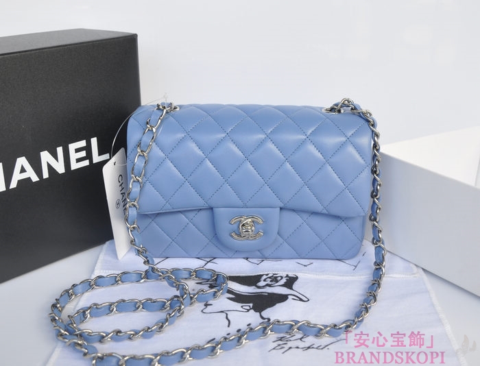 シャネル CHANEL マトラッセライン ラムスキン ショルダーバッグ ヒヤシンスブルー  A1116-3