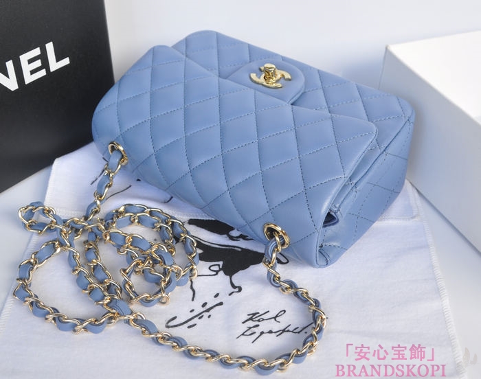 シャネル CHANEL マトラッセライン ラムスキン ショルダーバッグ ヒヤシンスブルー  A1116-3