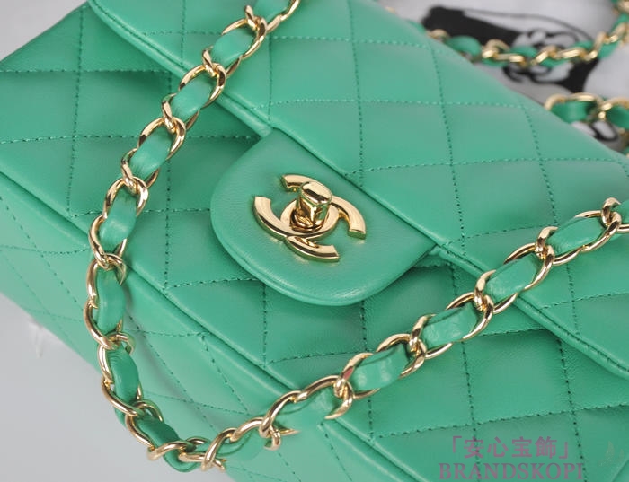 シャネル CHANEL マトラッセライン ラムスキン ショルダーバッグ ライトグリーン A1116-2