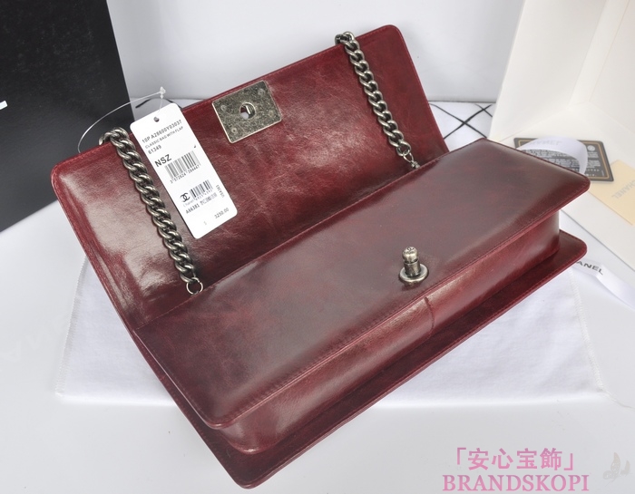 シャネル CHANEL ラムスキン ショルダーバッグ ガーネット A66381-2