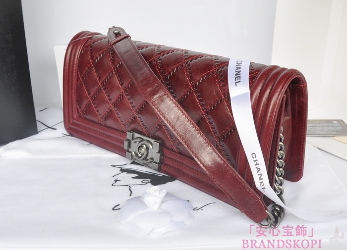 シャネル CHANEL ラムスキン ショルダーバッグ ガーネット A66381-2